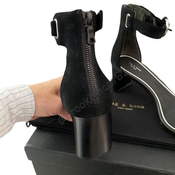 Rag & Bone Ellis Sandals Heels Leather Suede Black 8 - Picture 13 of 16